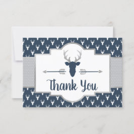 Woodland Antlers Bedankt Card, Navy, Grijs