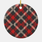 Woodland Antlers Poinsettias en Red Plaid Keramisch Ornament (Achterkant)