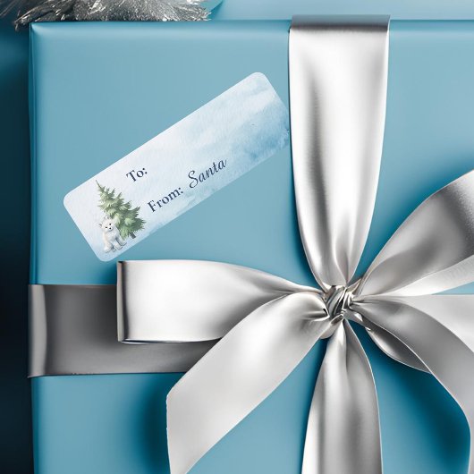 Woodland Arctic Fox kerstcadeau label