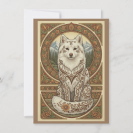 Woodland Arctic Fox Nordic Folk Art Flat Thank You Bedankkaart