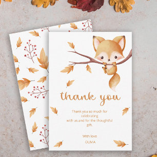 Woodland Autumn Baby Fox-Baby shower Bedankkaart