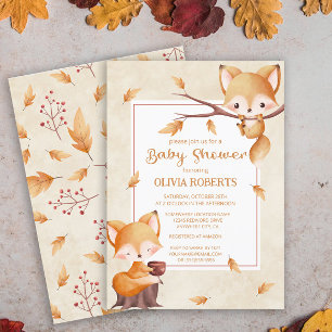 Woodland Autumn Baby Fox-Baby shower Kaart