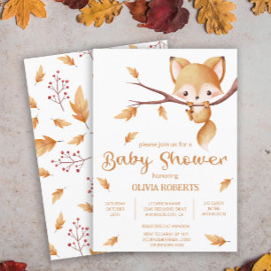 Woodland Autumn Baby Fox-Baby shower Kaart