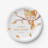 Woodland Autumn Baby Fox-Baby shower Papieren Bordje (Voorkant)