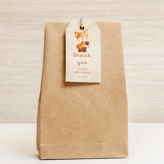 Woodland Autumn Baby Fox Bedankt Cadeaulabel