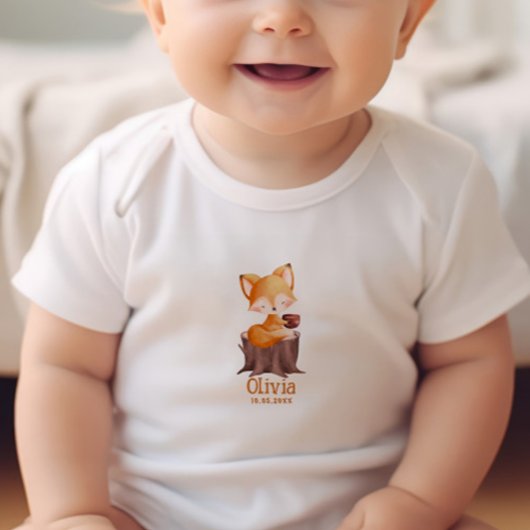 Woodland Autumn Baby Fox gepersonaliseerd Romper
