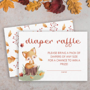Woodland Autumn Baby Fox luier loterij ticket Informatiekaartje