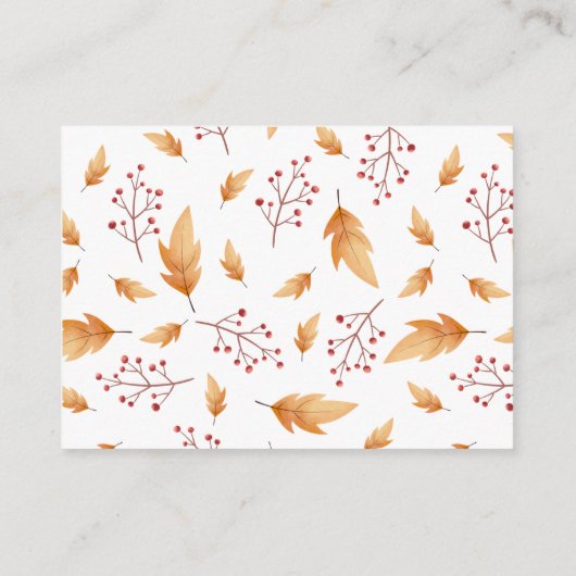 Woodland Autumn Baby Fox luier loterij ticket Informatiekaartje (Achterkant)