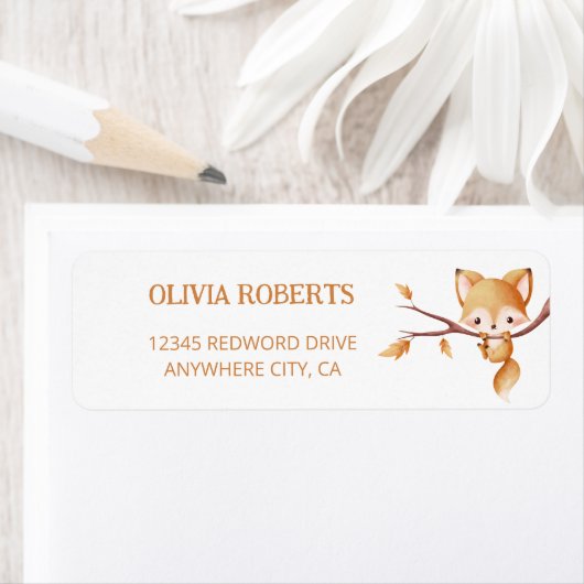 Woodland Autumn Baby Fox retouradres Etiket (Insitu)
