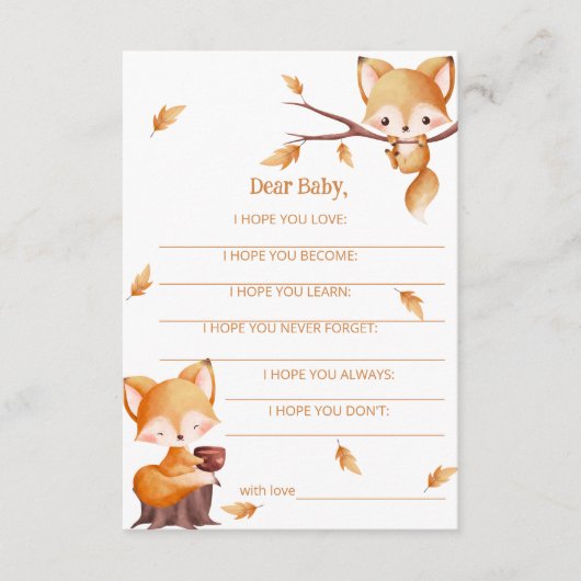 Woodland Autumn Baby Fox Wensen voor Baby Informatiekaartje (Voorkant)