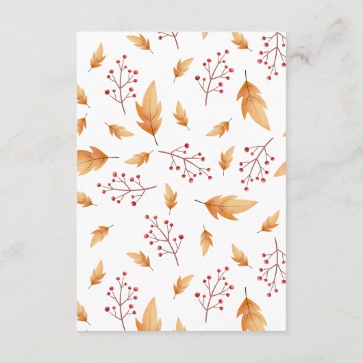 Woodland Autumn Baby Fox Wensen voor Baby Informatiekaartje (Achterkant)