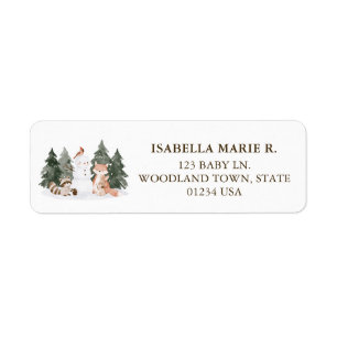 Woodland Avontuur Baby Shower Adres Etiket