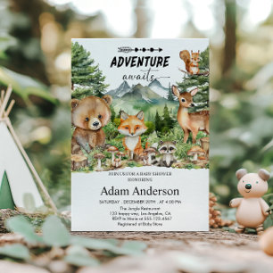 Woodland Avontuur Baby Shower Uitnodiging Bos