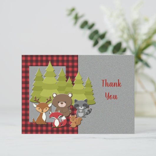 Woodland Babies Dank je wel Kaart (Staand voorkant)