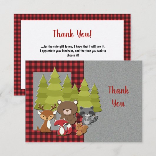 Woodland Babies Dank je wel Kaart (Voorkant / Achterkant)