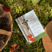 Woodland Babies Grote Baby shower Uitnodiging