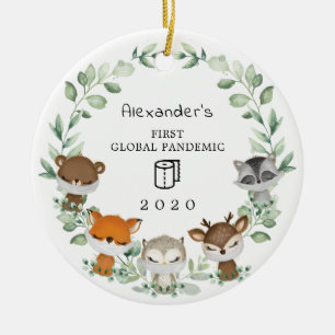 Woodland Baby 1e Eerste Kerstmis Global Pandemic Keramisch Ornament