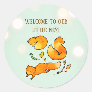 Woodland Baby Aankondiging Pasgeboren Nieuws Ronde Sticker