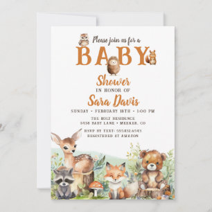 Woodland Baby Animal Baby shower Uitnodiging