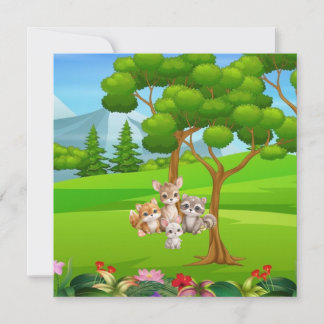 Woodland Baby Animals Baby Bib — Cute Forest Frien Kaart