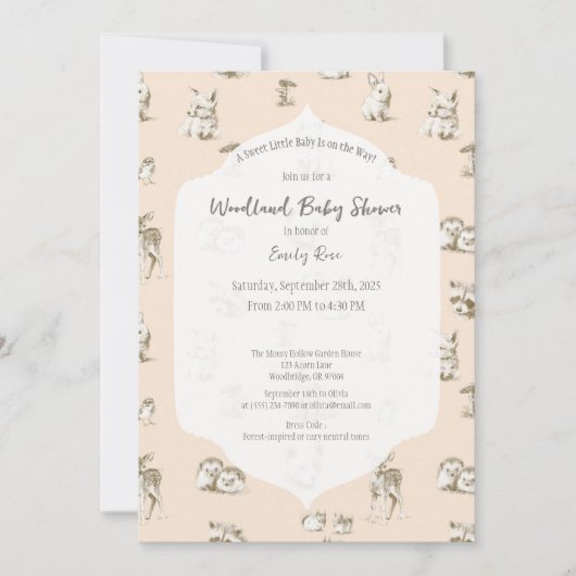  Woodland Baby Animals Baby shower Kaart (Voorkant)