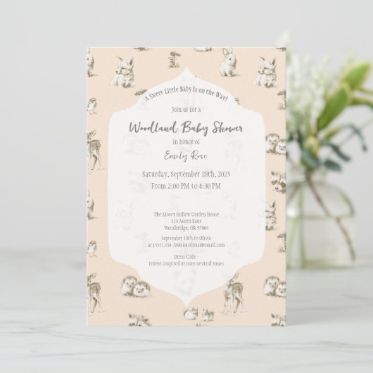  Woodland Baby Animals Baby shower Kaart (Staand voorkant)