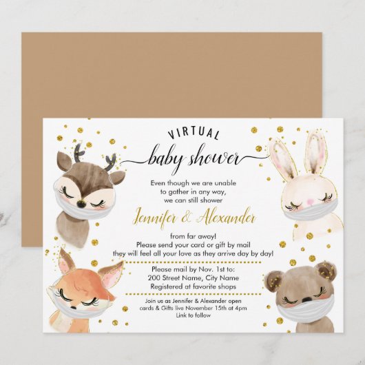 Woodland Baby Animals Baby shower per post Kaart (Voorkant / Achterkant)