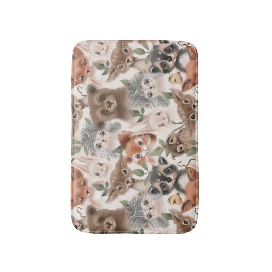 Woodland Baby Animals Badmat (Voorkant Verticaal)