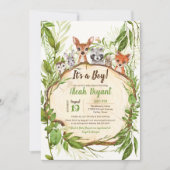 Woodland Baby Animals Forest Boy Baby shower Kaart (Voorkant)