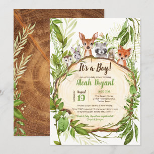 Woodland Baby Animals Forest Boy Baby shower Kaart