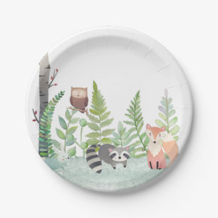 Woodland Baby Animals Greenery Baby shower Party Papieren Bordje