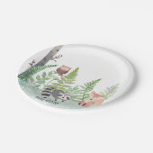 Woodland Baby Animals Greenery Monongram | Papieren Bordje (Gekanteld)