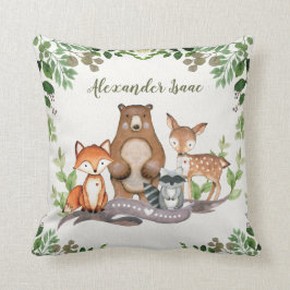 Woodland Baby Animals Greenery Nursery Decoration Kussen