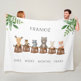 Woodland Baby Animals Milestone Fleece Deken