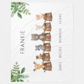 Woodland Baby Animals Milestone Fleece Deken (Voorkant)