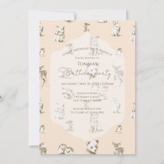  Woodland Baby Animals Verjaardag Kaart (Voorkant)