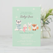 Woodland Baby Animals Winter Forest Baby shower Kaart (Staand voorkant)