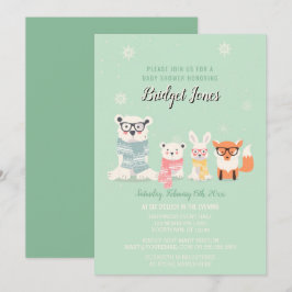 Woodland Baby Animals Winter Forest Baby shower Kaart