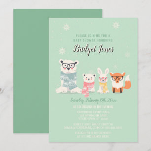 Woodland Baby Animals Winter Forest Baby shower Kaart