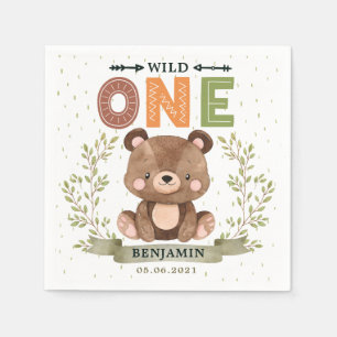 Woodland Baby Beer Wild One Birthday Napkins Servet