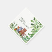 Woodland baby bos vrienden groen aangepaste partij servet (Hoek)