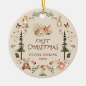 Woodland Baby Boy Eerste Kerstfoto Ornament (Voorkant)