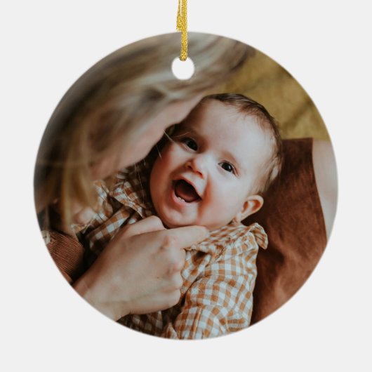 Woodland Baby Boy Eerste Kerstfoto Ornament (Achterkant)