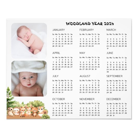 Woodland Baby Boy Fotokalender Poster (Voorkant)