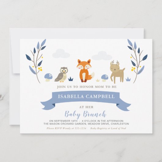 Woodland Baby Brunch Uitnodiging (Voorkant)