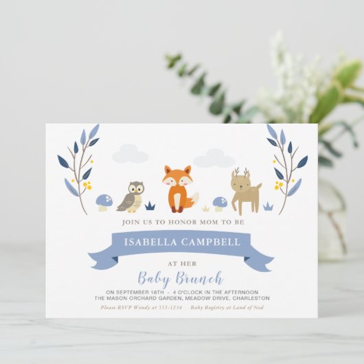 Woodland Baby Brunch Uitnodiging (Staand voorkant)