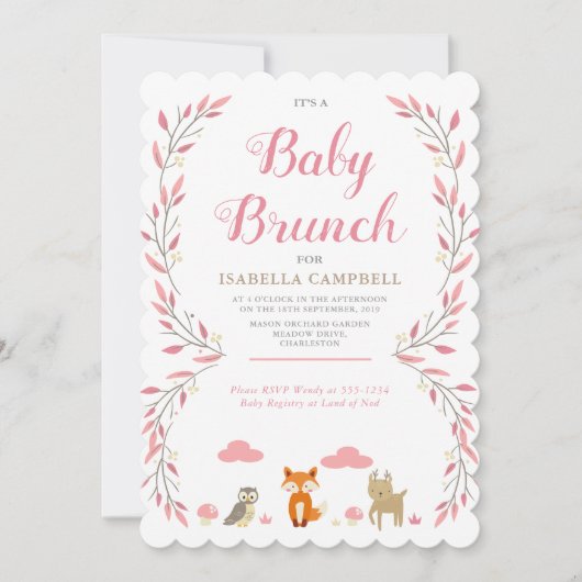 Woodland Baby Brunch Uitnodiging (Voorkant)
