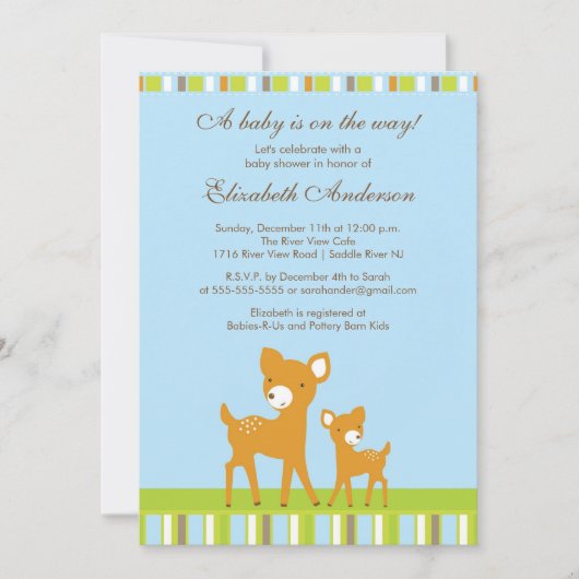 Woodland Baby Deer Baby shower Invitation Kaart (Voorkant)