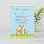 Woodland Baby Deer Baby shower Invitation Kaart (Staand voorkant)