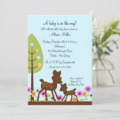 Woodland Baby Deer Boy Baby shower Invitation Kaart (Staand voorkant)